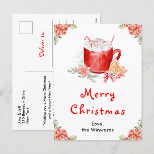 Holiday Cookies and Cocoa Red Merry Christmas Postcard