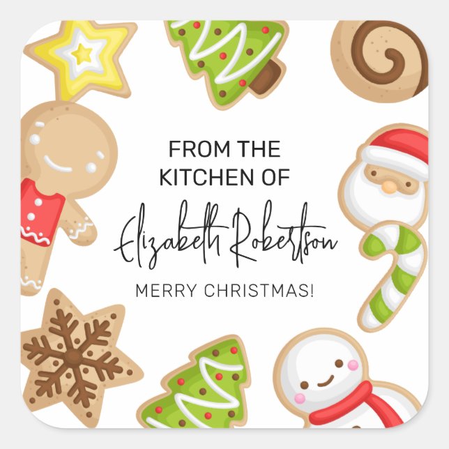 Holiday Cookies Christmas Baking Handwriting Square Sticker (Front)