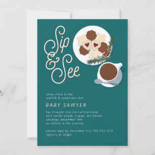 Holiday Cookies & coffee/tea Sip & See baby shower Invitation
