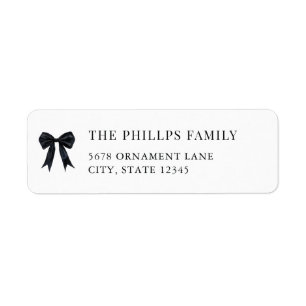 Holiday Coquette Black Bow Return Address Labels