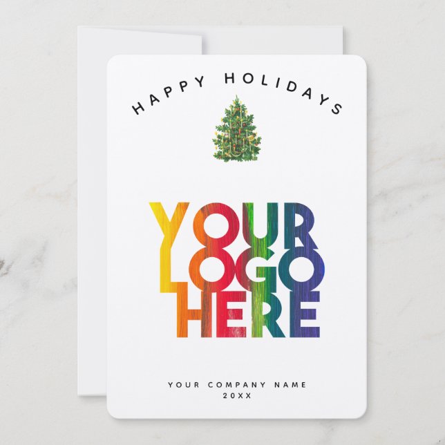 Holiday Corporate Business Logo Christmas Card (Front)