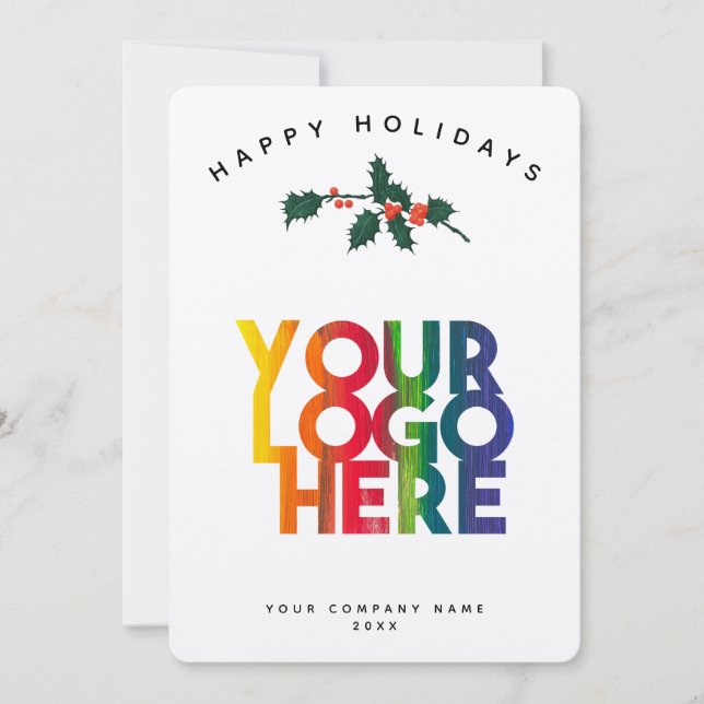 Holiday Corporate Business Logo Christmas Card (Front)