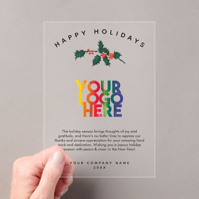 Holiday Corporate Business Logo Christmas Card Acrylic Invitations (Insitu (Handheld))