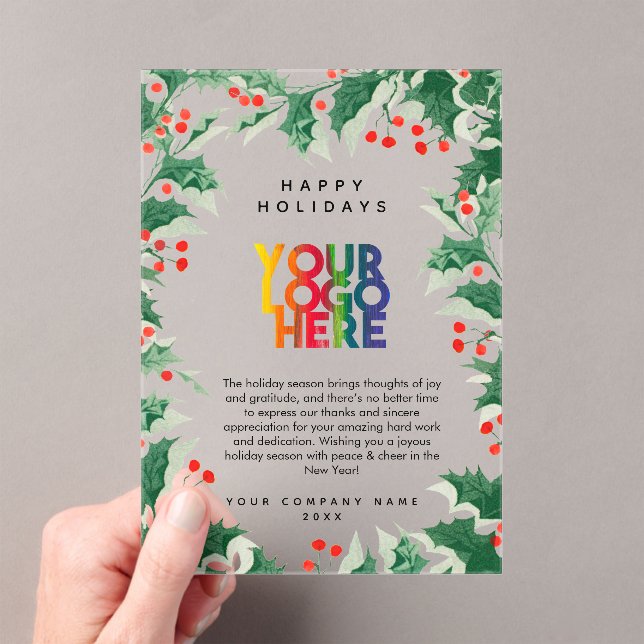 Holiday Corporate Business Logo Christmas Card Acrylic Invitations (Insitu (Handheld))