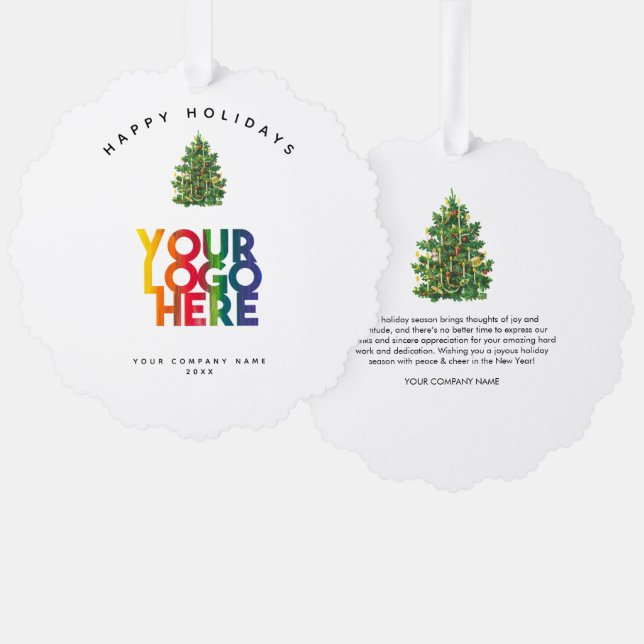 Holiday Corporate Business Logo Christmas Gift Tree Decoration Card (Front/Back)