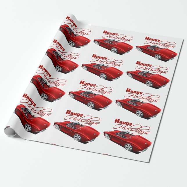 Holiday Corvette Wrapping Paper (Unrolled)