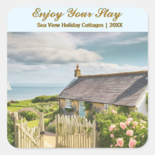 Holiday Cottage Vacation Let Summer Cabin Photo Square Sticker