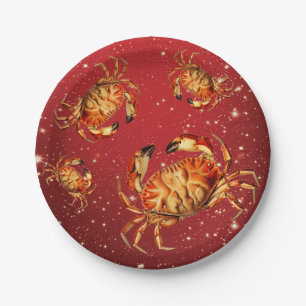 Holiday Crabs Paper Plate