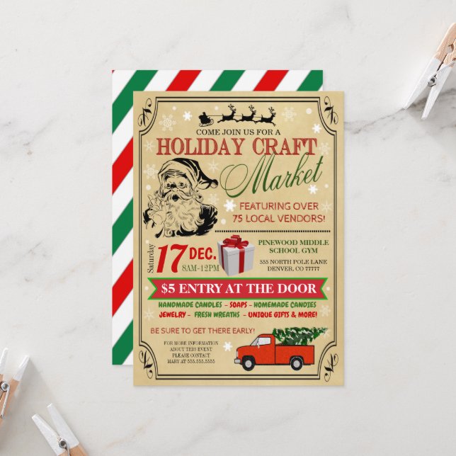 Holiday Craft Market Invitation (Front/Back In Situ)