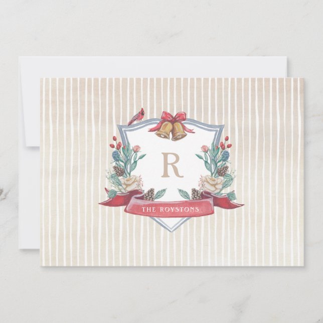 Holiday Crest - Family Monogram - Christmas Card (Front)
