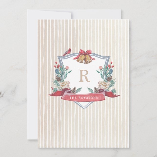 Holiday Crest - Family Monogram - Christmas Card (Front)