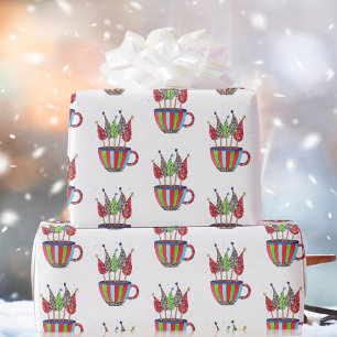 Holiday Cup of Cheer Christmas Trees Wrapping Paper