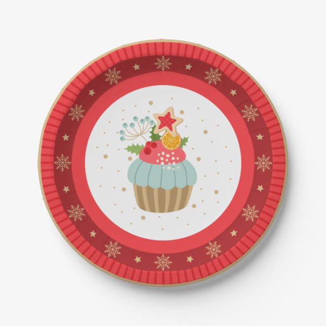 Holiday Cupcake Christmas Plate (Front)
