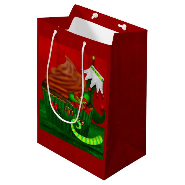 Holiday Cupcake Whimsey MEDIUM ONLY Gift Bag (Front Angled)