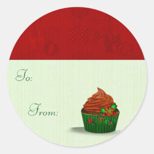 Holiday Cupcake Whimsey To From GIFT 2 Classic Round Sticker