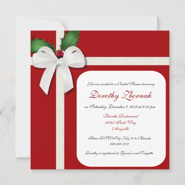 Holiday Custom Bridal Shower Invitation (Front)