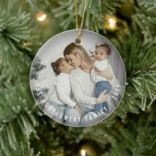Holiday Custom Double Photo Christmas Ornament