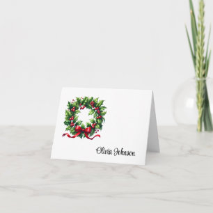 Holiday Custom Name Folded Note Cards