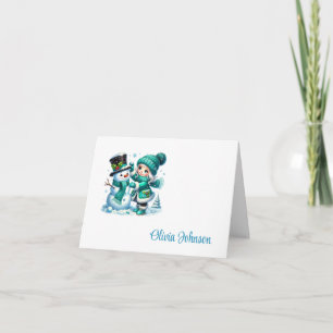 Holiday Custom Name Folded Note Cards