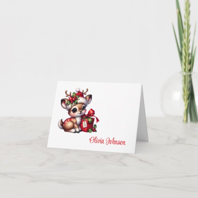 Holiday Custom Name Folded Note Cards (Front)