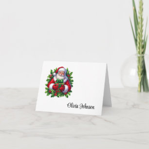 Holiday Custom Name Folded Note Cards