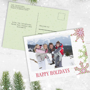 Holiday Cute Snowflake Whimsical Colourful 1 Photo Postcard