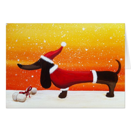 Holiday Dachshund and Dog Bone Christmas Gift Card