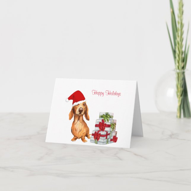 Holiday Dachshund Greeting Card (Front)