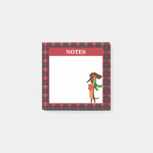 Holiday Dachshund Plaid Post-it Notes