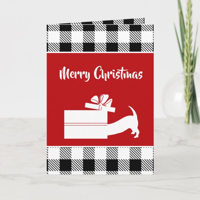 Holiday Dachshunds Plaid Card (Front)