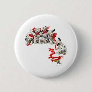 Holiday Dalmatian Pups 6 Cm Round Badge