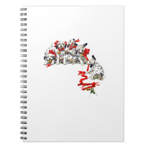 Holiday Dalmatin Pups with Red Ribbon Notebook