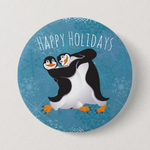 Holiday Dancing Penguins Button