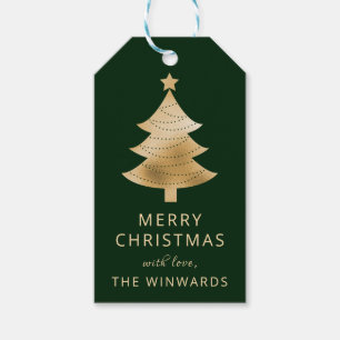 Holiday Dark Green and Gold Christmas Gift Tags