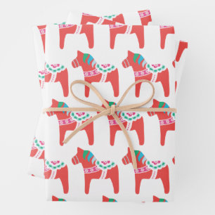 Holiday Data Horse, Set of 3 Wrapping Paper Sheet