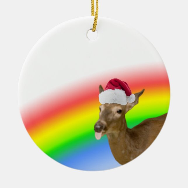 Holiday deer ceramic tree decoration (Front)