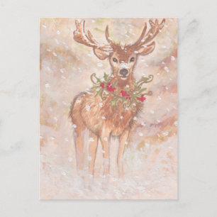 Holiday Deer in Snow Postcard