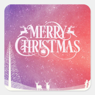 Holiday Deer Landscape Square Sticker