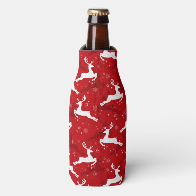 Holiday Deer Pattern Bottle Cooler (Bottle Front)