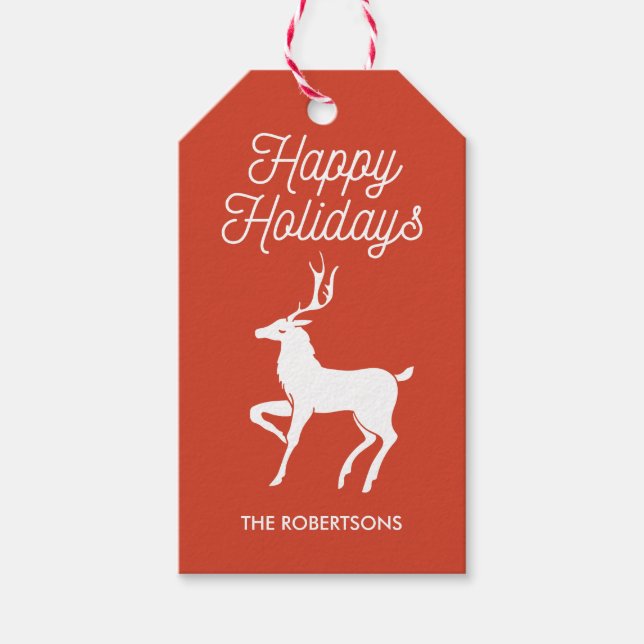 Holiday Deer Personalised Gift Tags (Front)