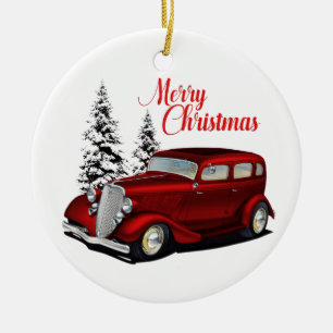 Holiday Delivery Hot Rod Ceramic Tree Decoration