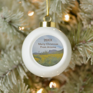 Holiday Desert Wildflower Arizona Merry Christmas Ceramic Ball Christmas Ornament
