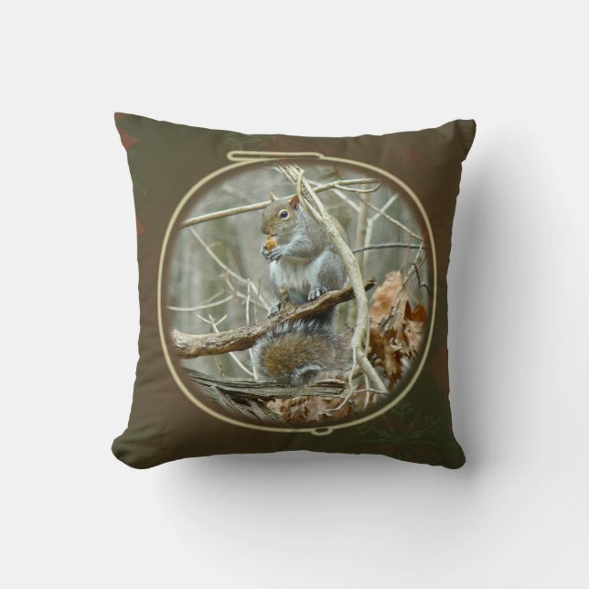 Holiday Design - Grey Squirrel Cushion (Front)