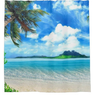 Holiday destination shower curtain