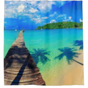 Holiday destination shower curtain