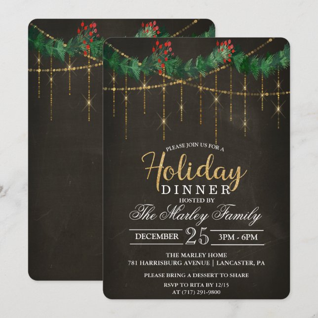 Holiday Dinner Holiday Party Invitation (Front/Back)