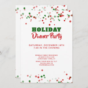 Holiday Dinner Party Invitation Red Green White