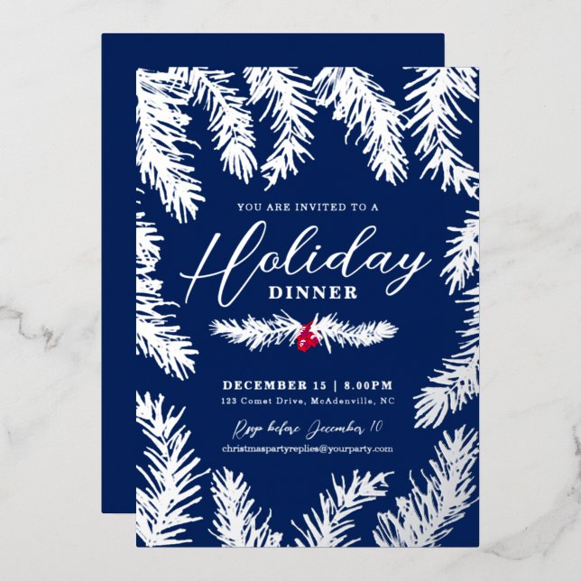 Holiday dinner red berry christmas blue (Front/Back)