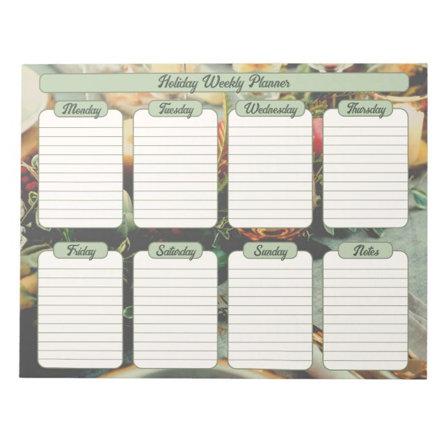 Holiday Dinner Table Weekly Planner Notepad (Front)