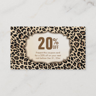 Holiday Discount Coupon Card Stylish Leopard Print